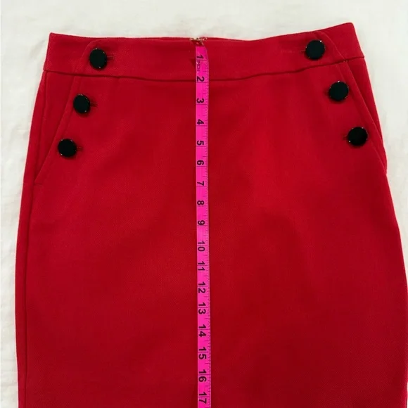 LOFT Red Mini Skirt with Black Buttons - Picture 4 of 5
